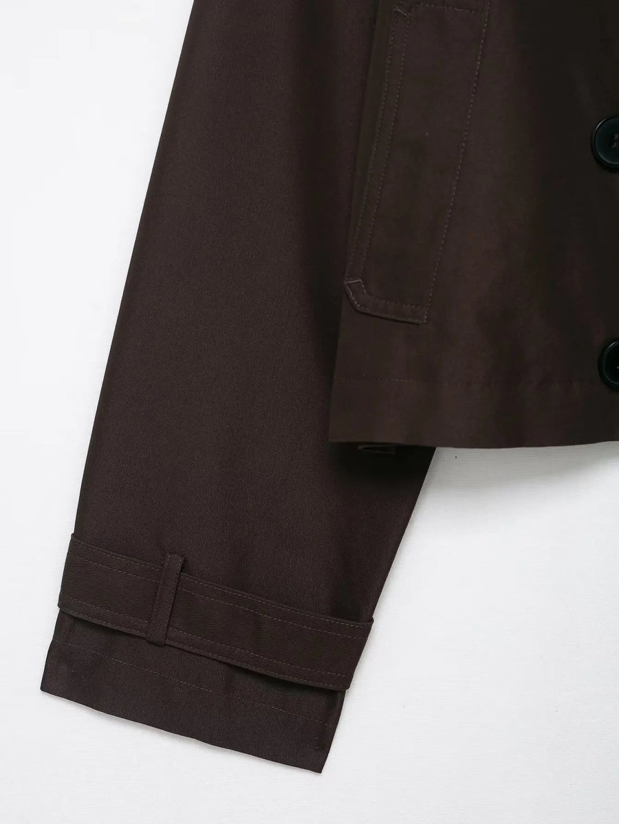Kurze Damen Jacke Trenchcoat Stil Zweireiher Beige