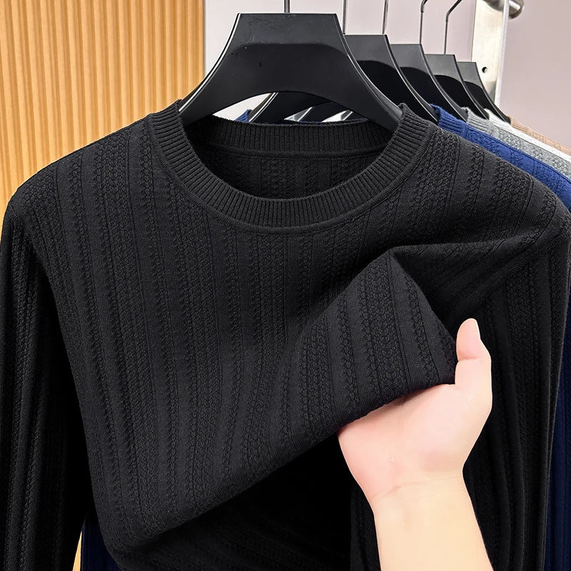 Unisex shirt met lange mouwen, ronde hals, fijngebreid, met patroon