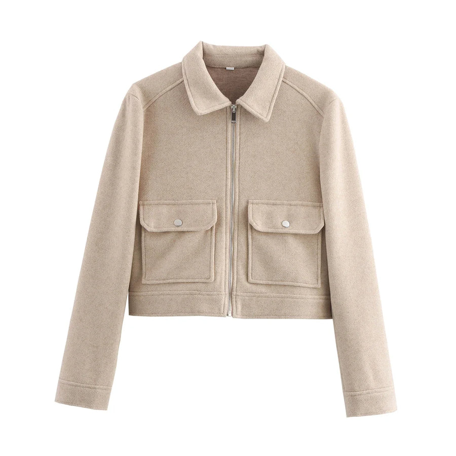 Damen Kurzjacke mit Reißverschluss und Pattentaschen