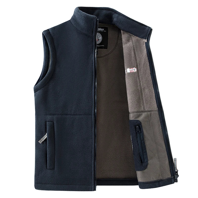 Fleece Weste mit Stehkragen und Reißverschlusstaschen