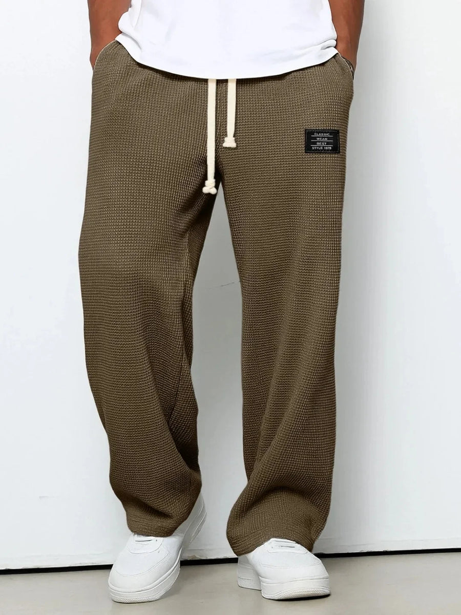 Unisex Waffel-Jogginghose mit Kordelzug und weitem Bein