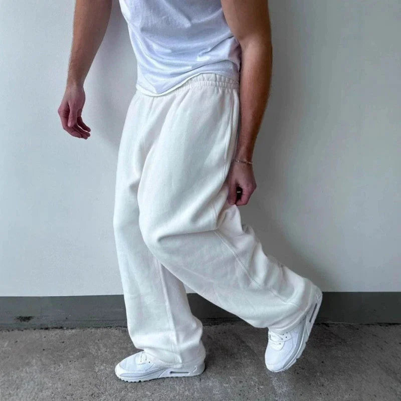 Zwarte unisex joggingbroek met wijde pijpen en trekkoord