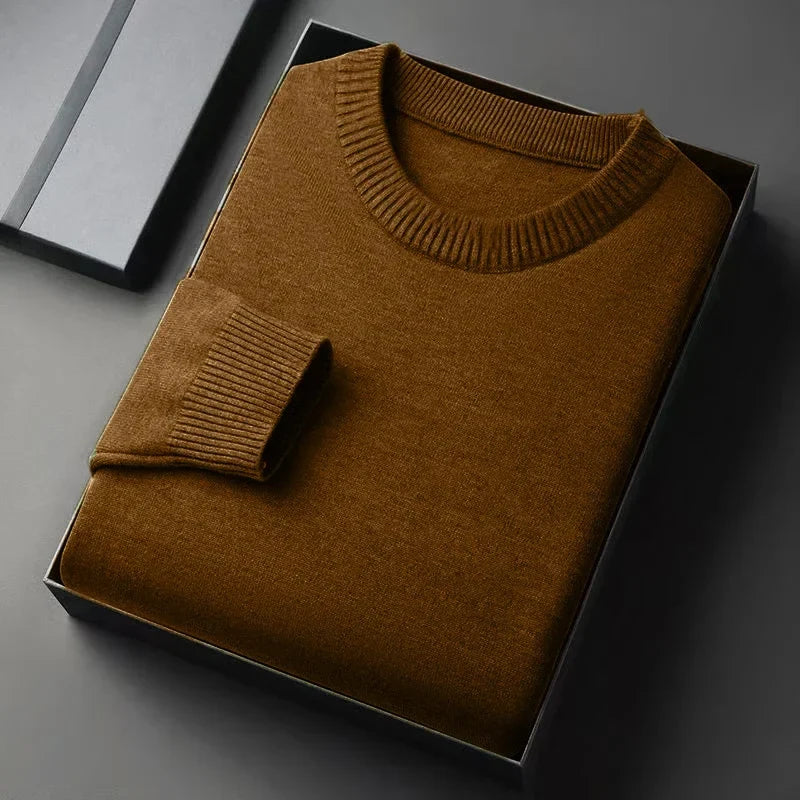 Unisex gebreide pullover met ronde hals en geribde boorden