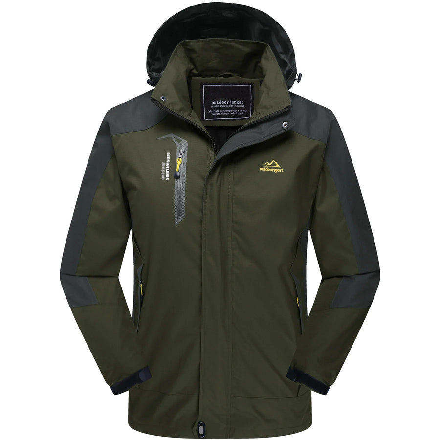 Outdoor Jacke mit Kapuze für Herren, Zweifarbig, Reißverschluss, Wasserabweisend