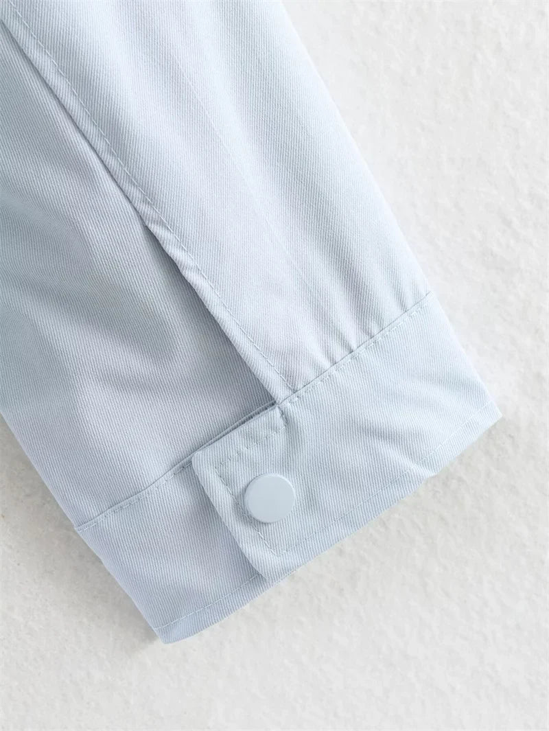 Damen Stehkragen Jacke mit Tunnelzug in Hellblau