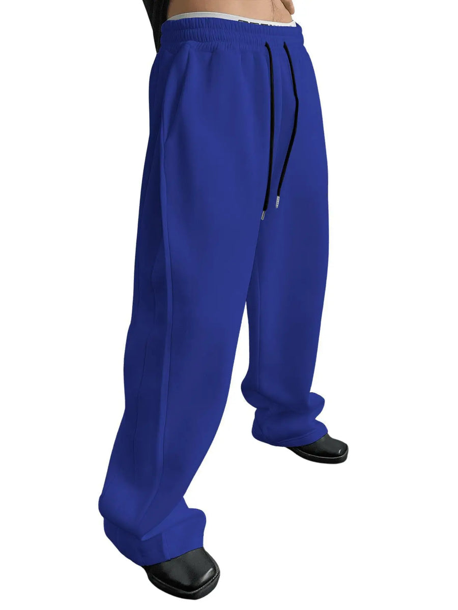 Zwarte unisex joggingbroek met wijde pijpen en trekkoord