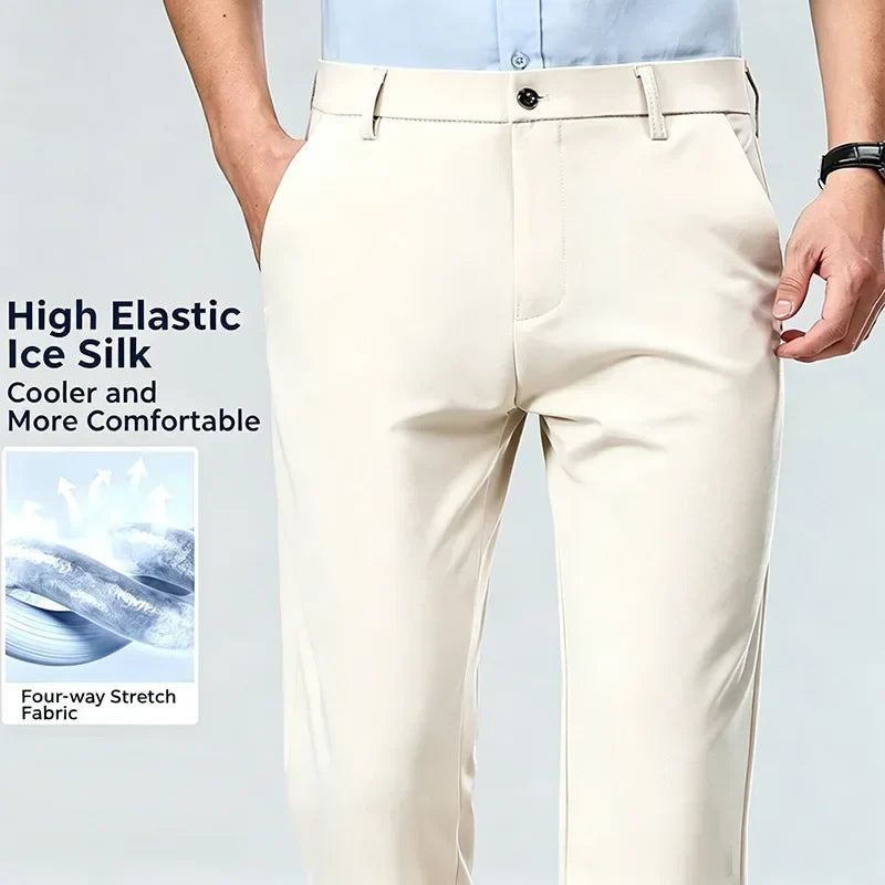 Herren Business-Hose Schwarz Gerade Passform Anzughose