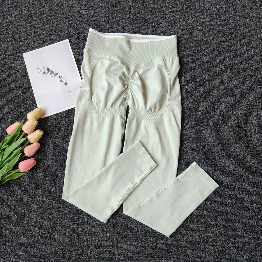 High-waist scrunch-buttlegging met rimpeldetail in verschillende kleuren