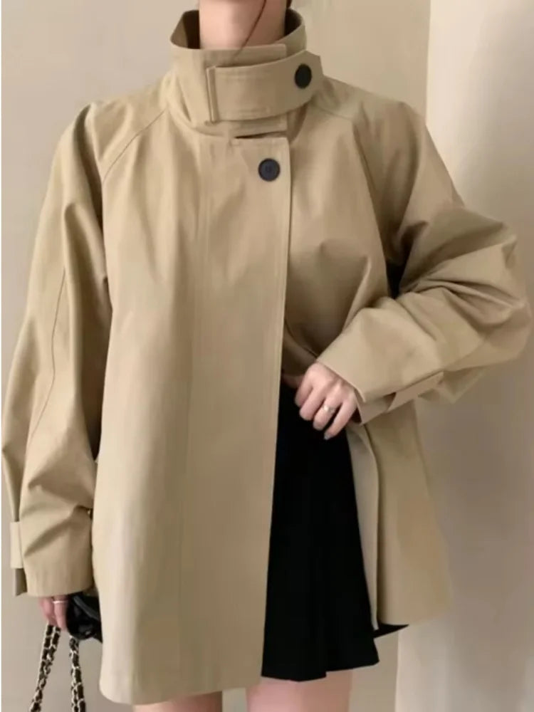 Damen Übergangsjacke mit Kapuze und Stehkragen
