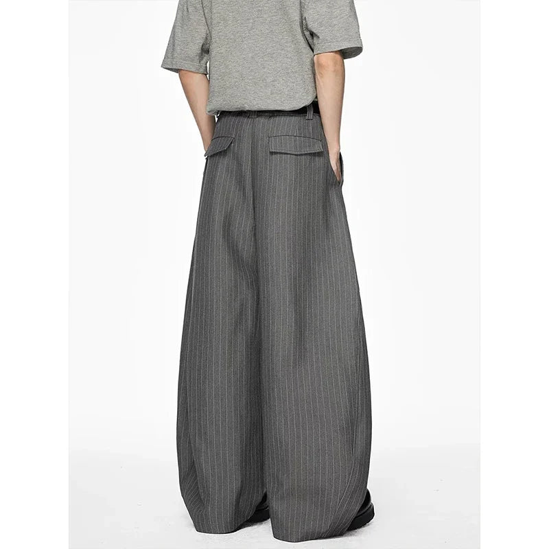 Weite Herrenhose Grau mit Nadelstreifen Elegant Freizeit