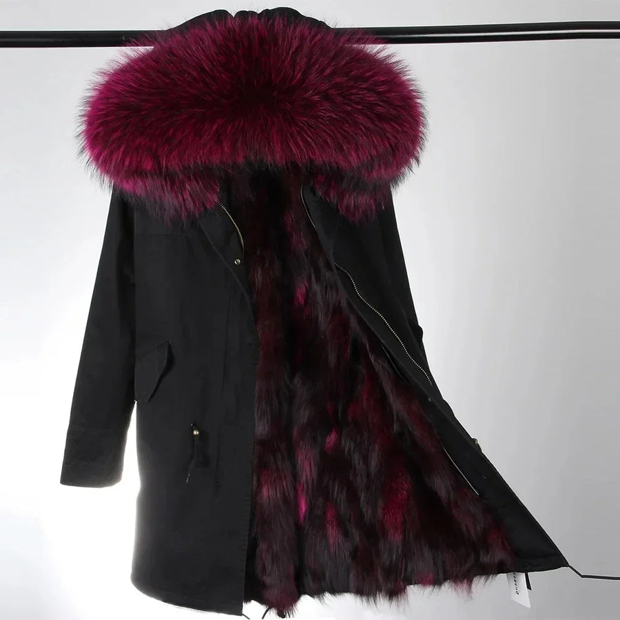 Damen Winterparka mit abnehmbarem Kunstpelzbesatz und Futter