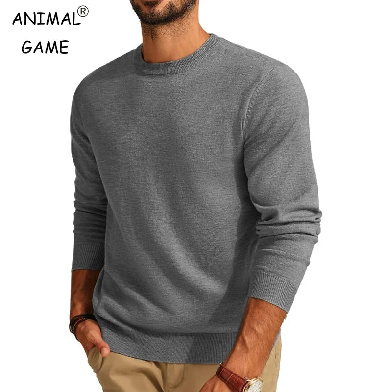 Heren pullover met ronde hals in wijnrood