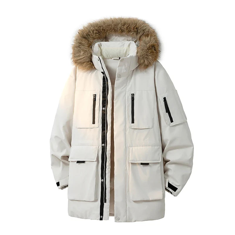 Winterparka mit Kunstpelzkapuze und mehreren Taschen