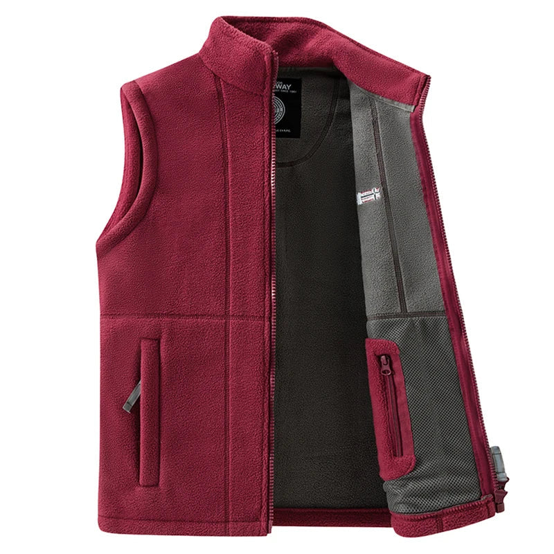 Fleece Weste mit Stehkragen und Reißverschlusstaschen