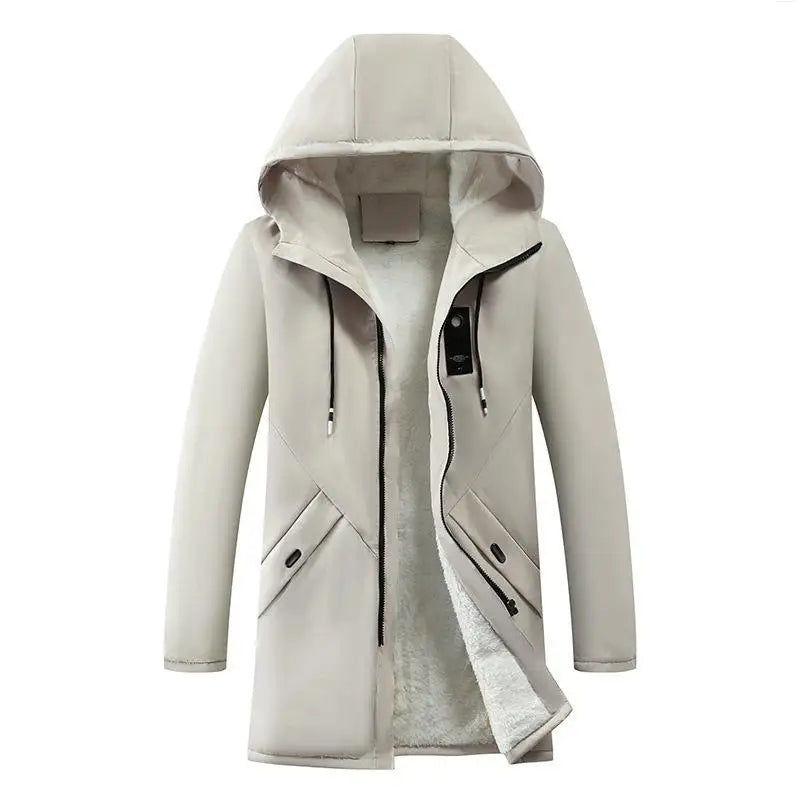 Herren Winterjacke mit Kapuze Gefüttert Lang Warm Parka