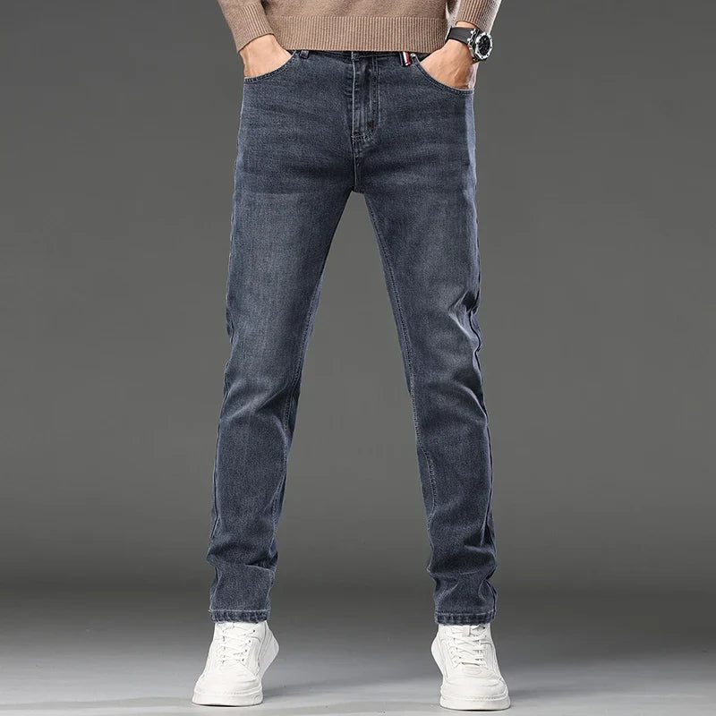 Donkergrijze jeans voor heren, regular fit, denim