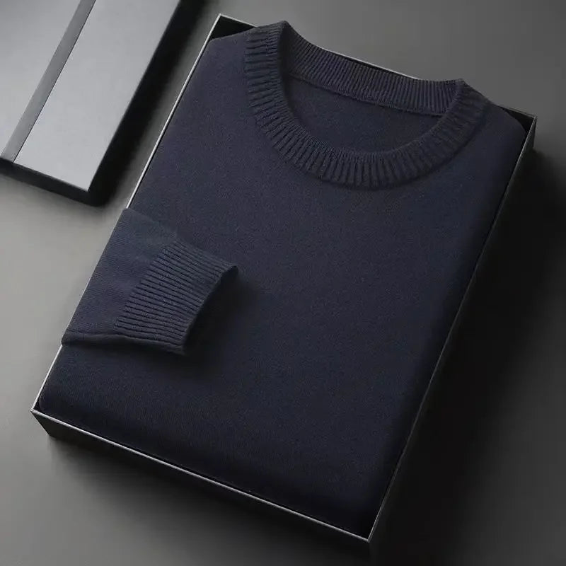 Unisex gebreide pullover met ronde hals en geribde boorden