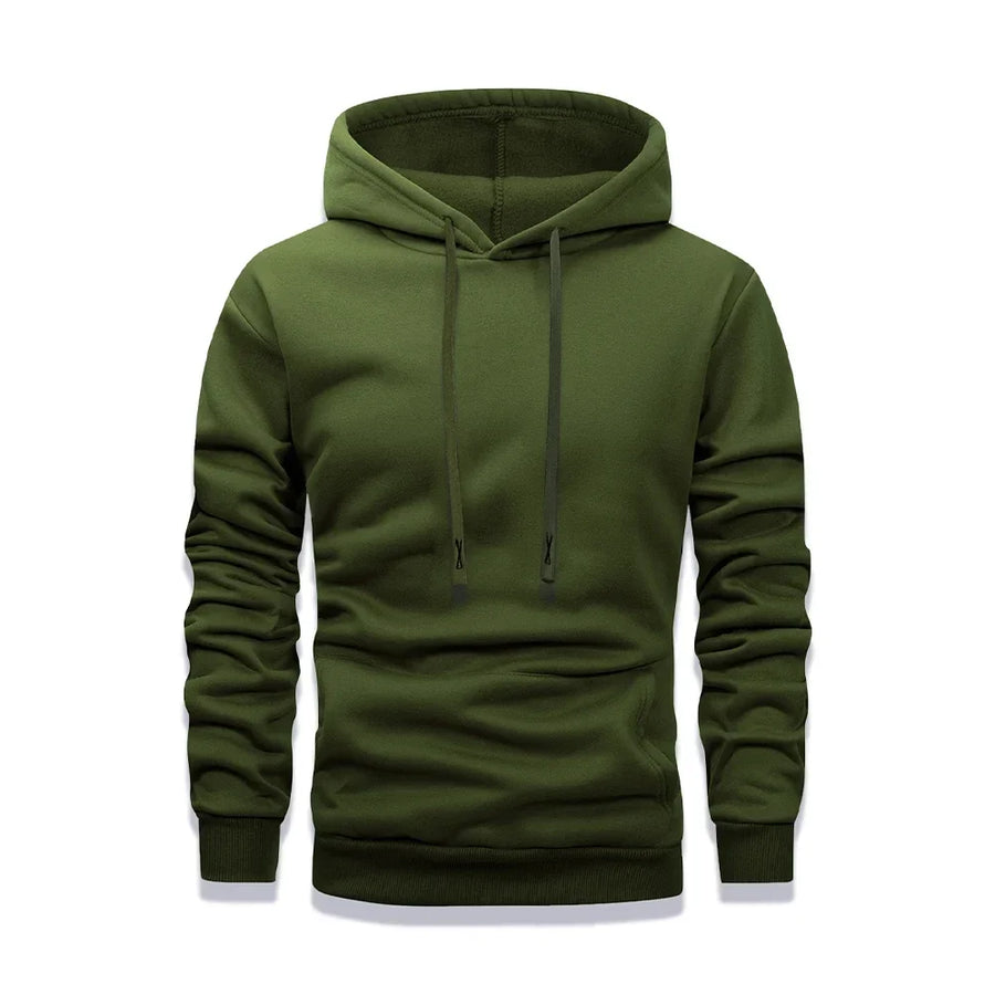 Herenhoodie met capuchon, kangoeroezak, effen kleur
