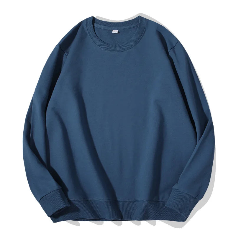 Unisex basic sweatshirt met ronde hals, lange mouwen, effen, geribde boorden, casual trui