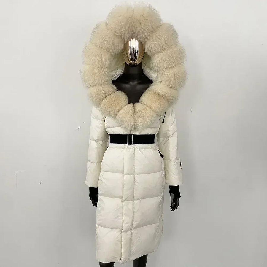 Damen Winter Steppmantel mit Kapuze und Fellkragen Schwarz Grau