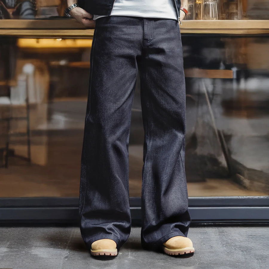 Weite Herren Jeanshose Dunkelblau Gerade Schnitt
