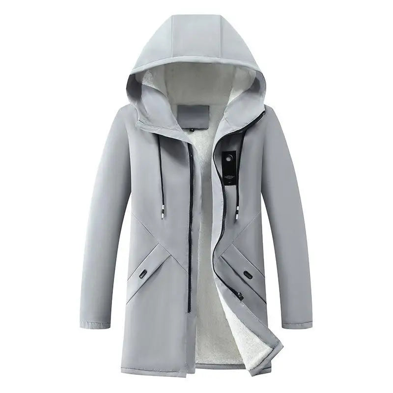 Herren Winterjacke mit Kapuze Gefüttert Lang Warm Parka