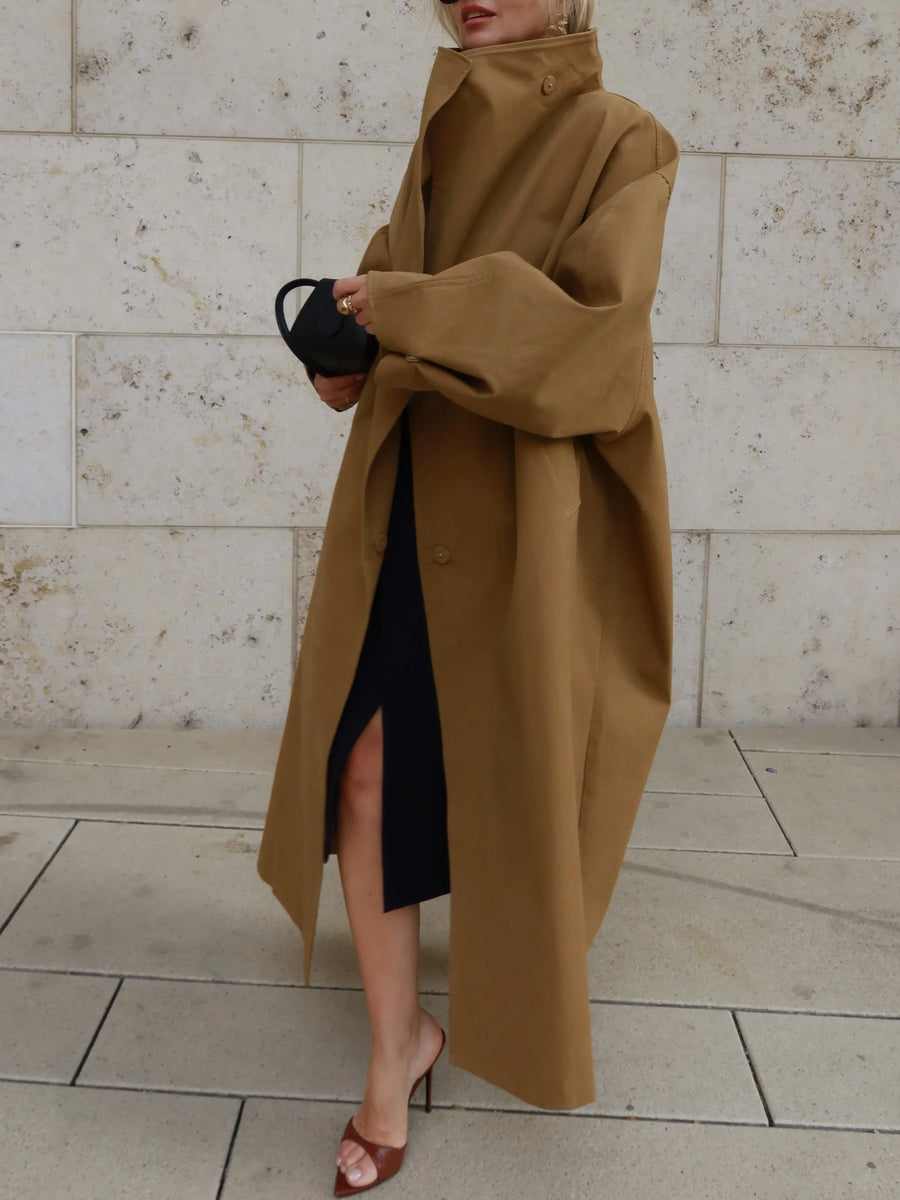 Trenchcoat Damen Oversize Lässig Kurz oder Lang mit Bindegürtel und breitem Kragen