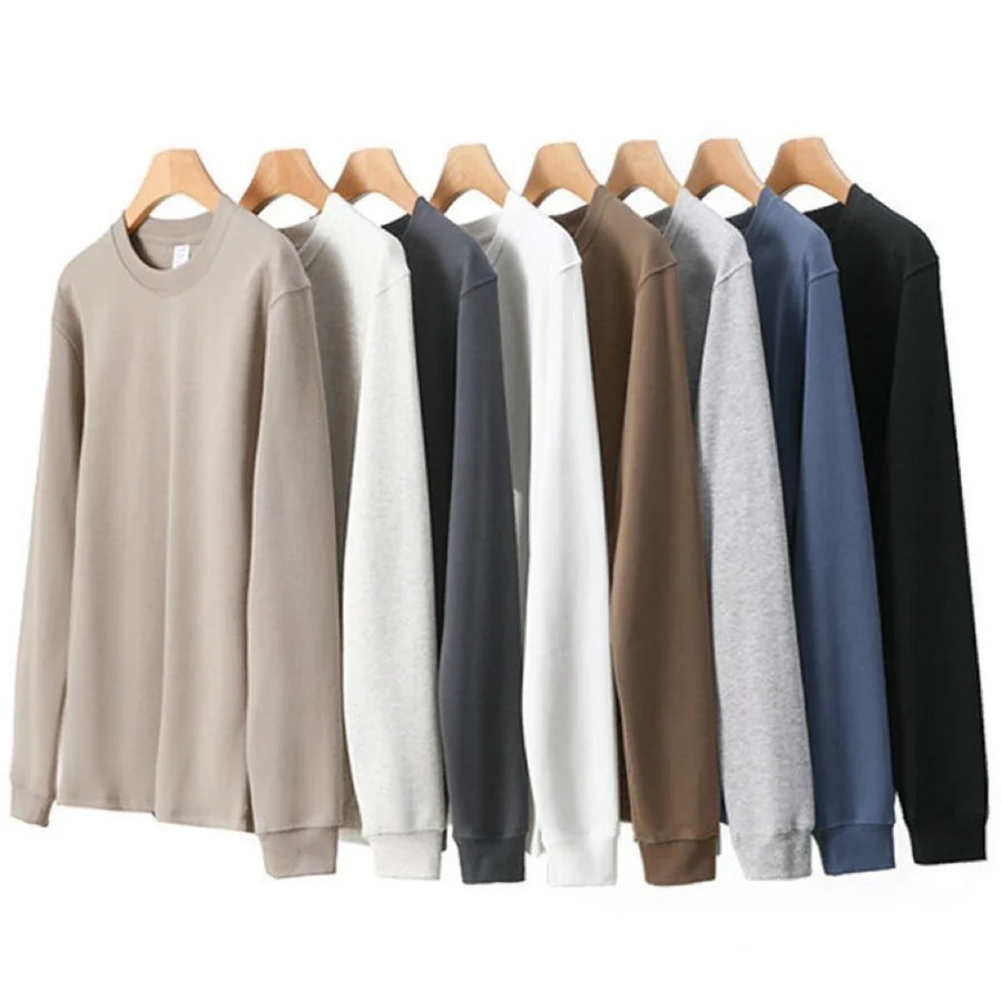 Unisex Basic Rundhals Sweatshirt Langarm Einfarbig