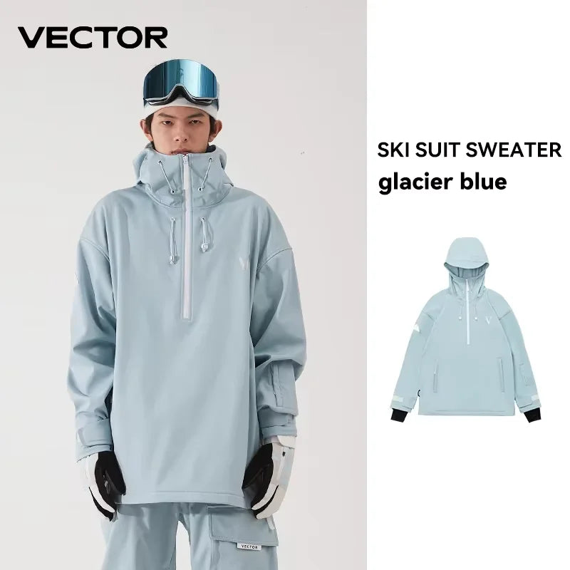 Ski Anorak Jacke mit Kapuze und Half-Zip, Beige