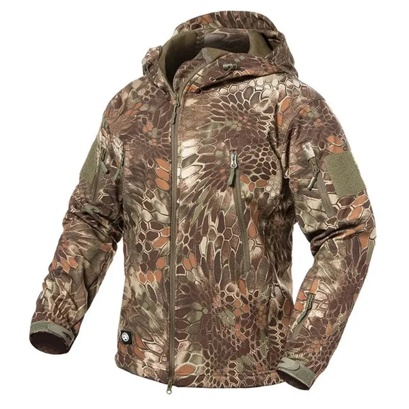 Taktische Herren Jacke mit Kapuze Tarnmuster Outdoor-Softshell-Jacke