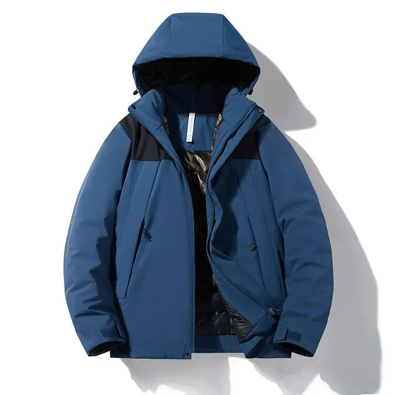 Unisex Winterjacke mit Kapuze, gepolstert, Reißverschluss, warm