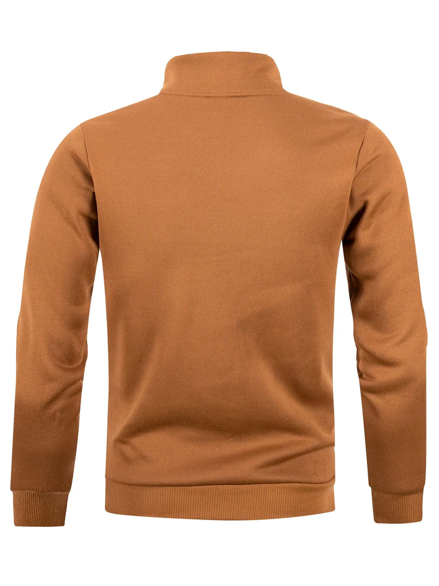 Half-ziptrui voor heren met opstaande kraag, sweatshirt
