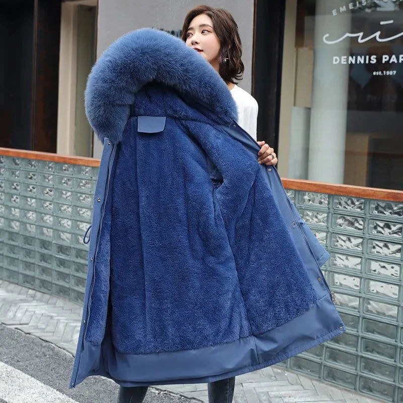 Damen Winterparka mit abnehmbarem Kunstpelzkragen und weichem Innenfutter