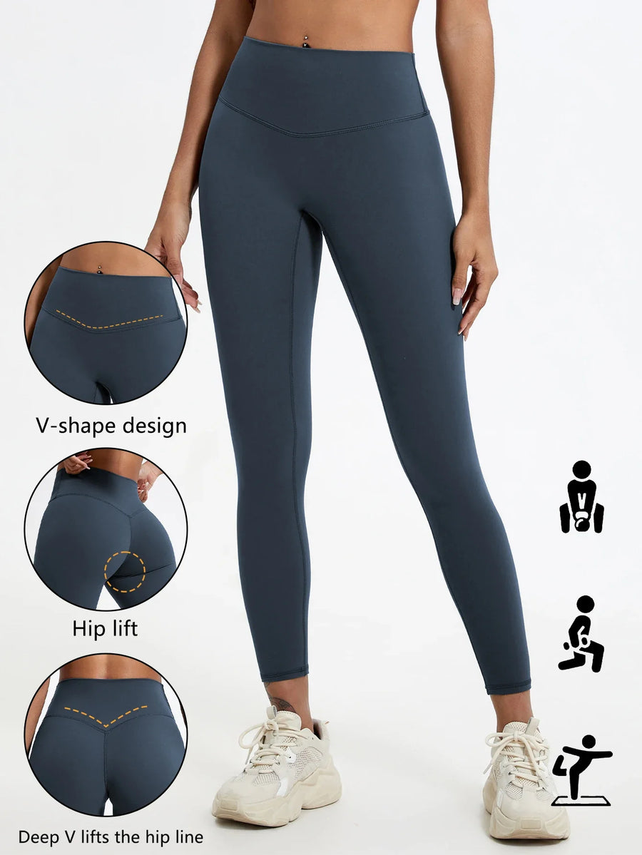 Sportlegging voor dames met hoge taille, V-design en liftend effect voor de billen