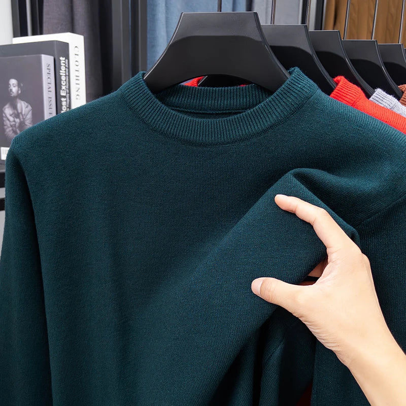 Unisex basic trui met ronde hals, lange mouwen en breisel