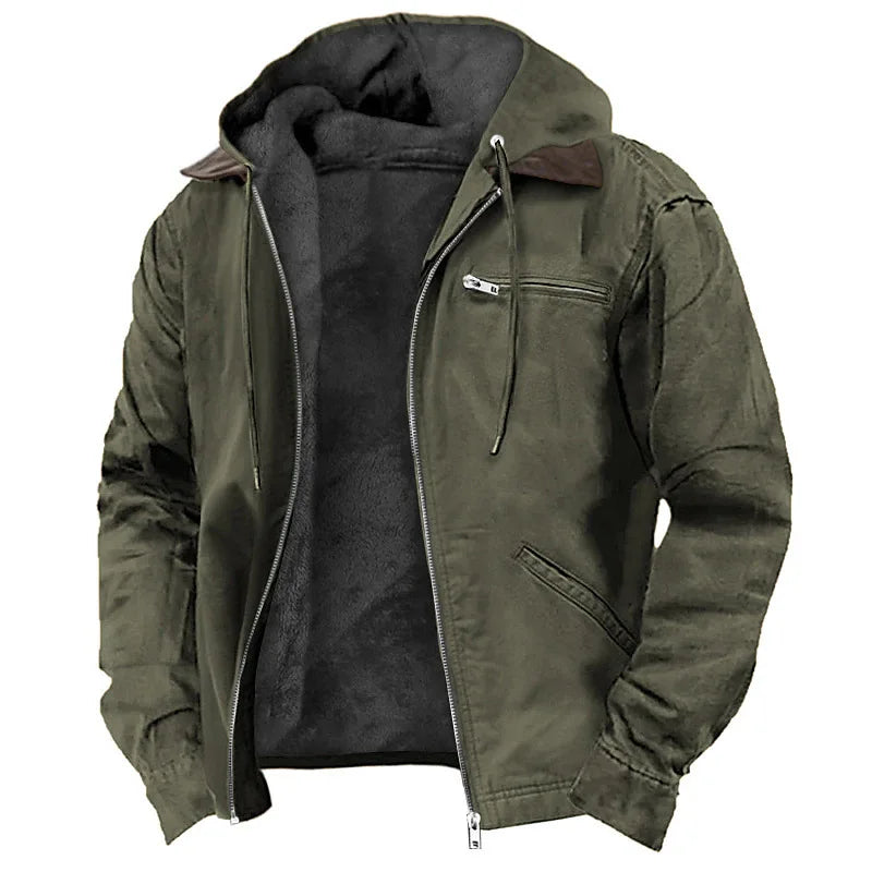 Herren Winterjacke mit Kapuze, Reißverschluss und Plüschfutter, viele Farben