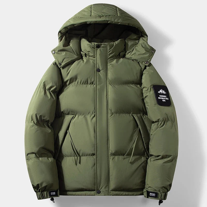 Unisex Winter Steppjacke mit Kapuze und Patches - Warm & Bequem