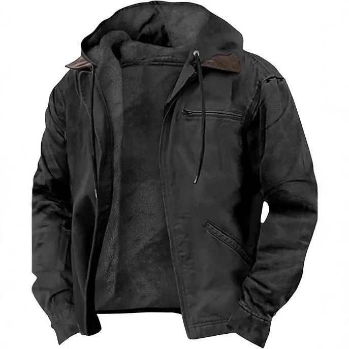 Herren Winterjacke mit Kapuze, Reißverschluss und Plüschfutter, viele Farben
