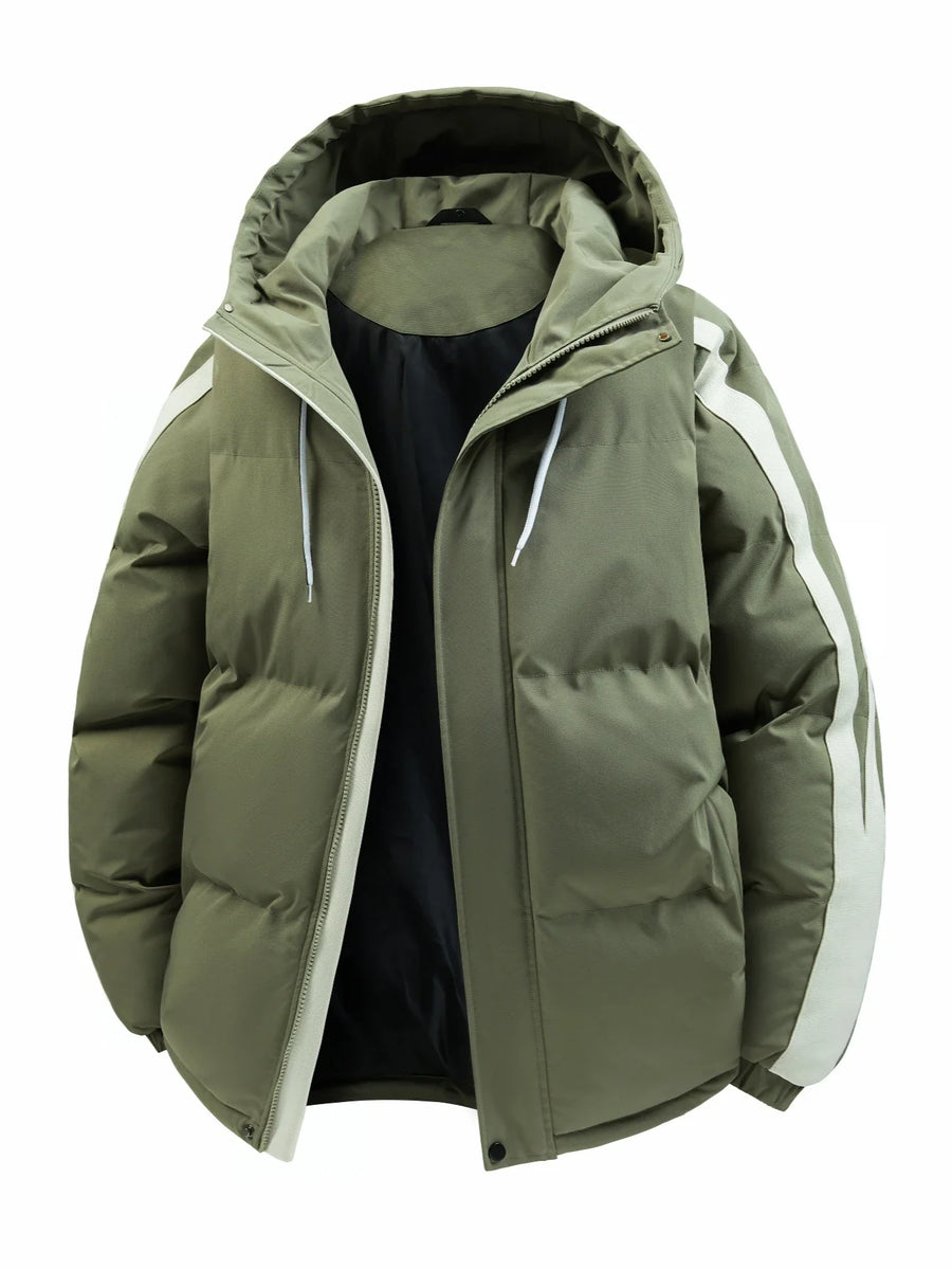 Unisex Winter Steppjacke mit Kapuze und Streifen