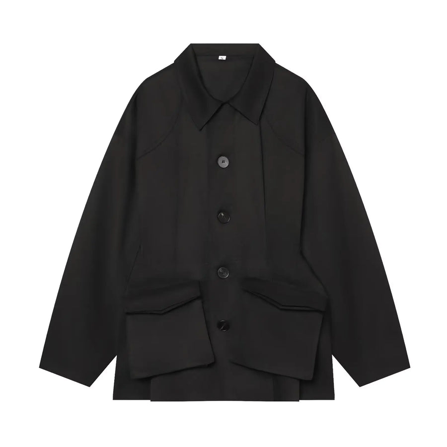 Damen Übergangsjacke mit Kentkragen und großen Pattentaschen