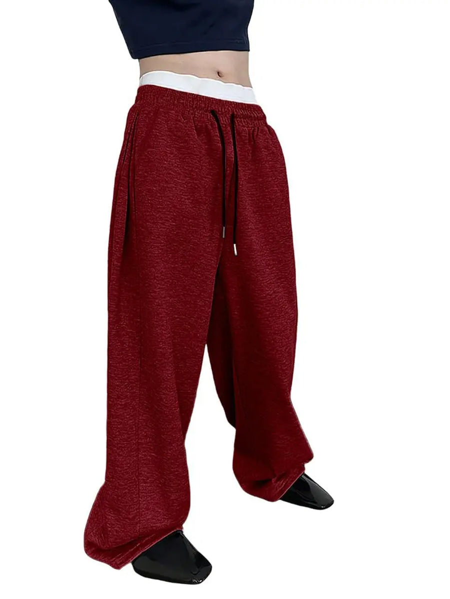 Zwarte unisex joggingbroek met wijde pijpen en trekkoord