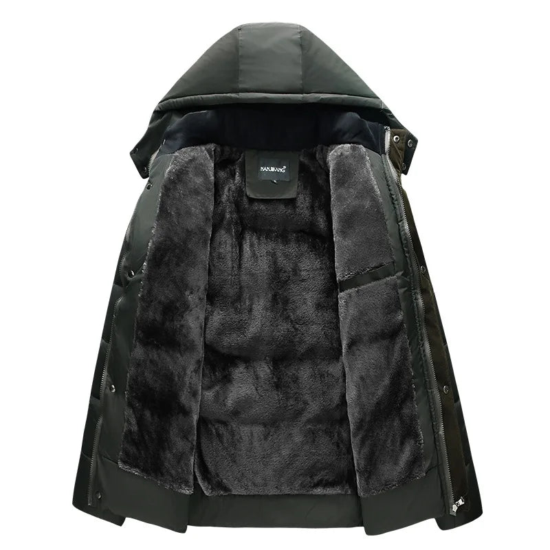 Herren Winter Jacke warm gefüttert mit Kapuze Schwarz