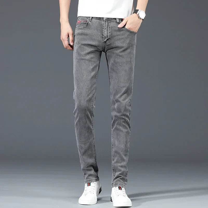 Herren Jeans Hose, Gerade geschnitten, Hellblau oder Grau, Denim-Look