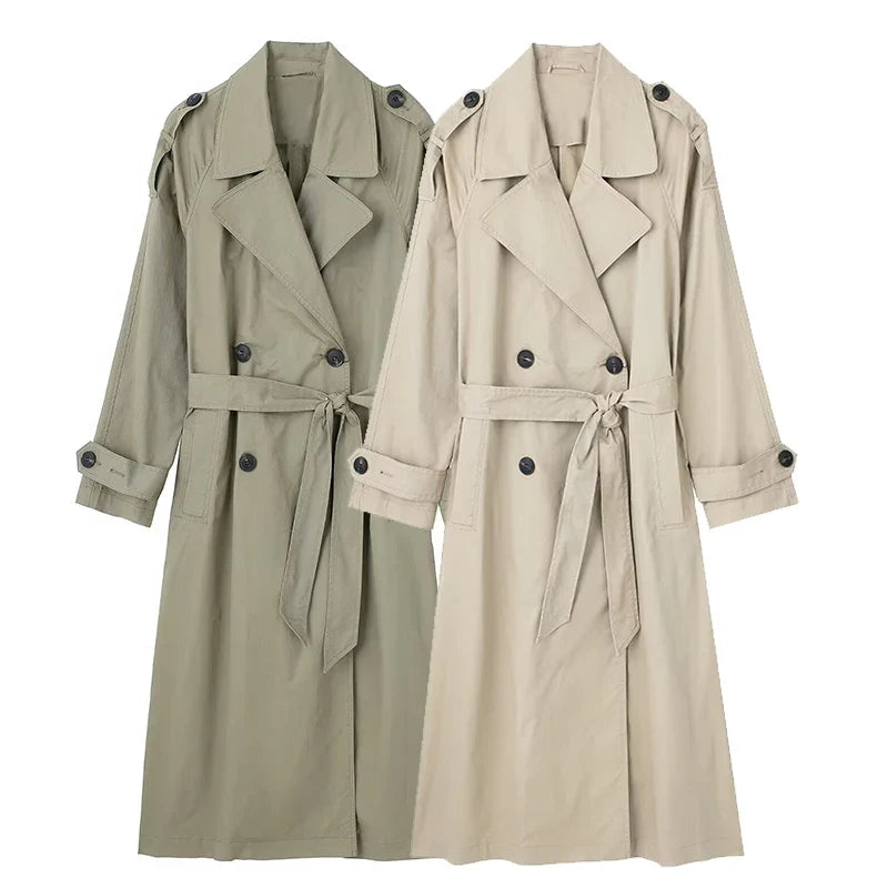 Damen Trenchcoat mit Bindegürtel und Reverskragen