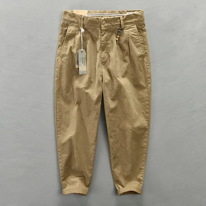 Olijfgroene chino-vrijetijdsbroek voor heren, katoenmix, casual