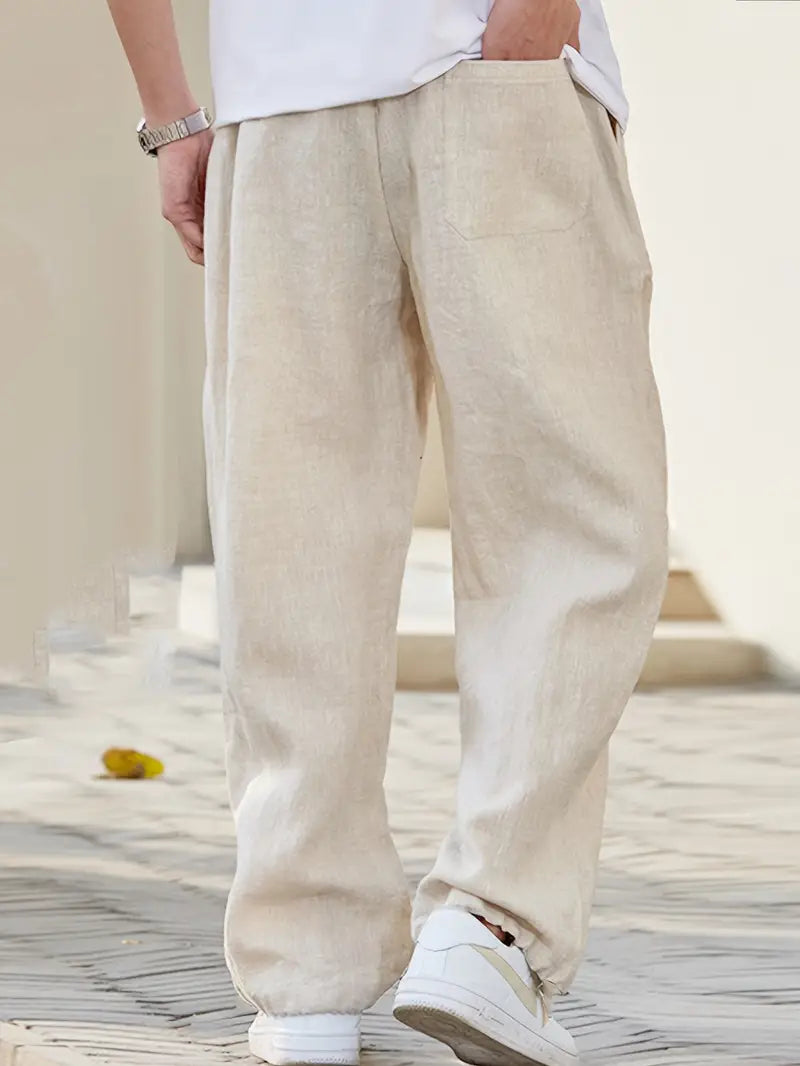 Herren Baggy Freizeithose – Lässige Veganes Leinenhose im Oversize-Stil für Alltag & Urlaub