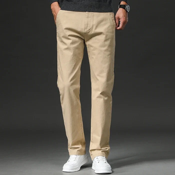 Herren Freizeithose Chino Hose Beige Schlicht Baumwollmischung