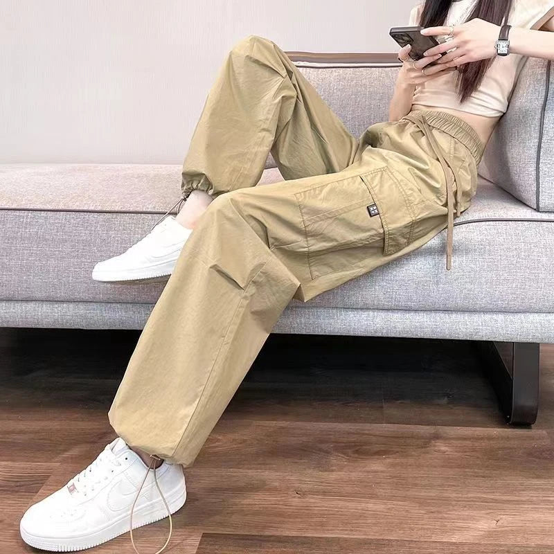Damen Cargo Hose locker geschnitten mit Taschen Gummizug