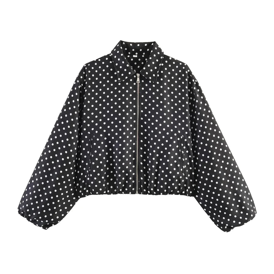 Damen Kurzjacke mit Reißverschluss, Kragen und Gummizugsaum