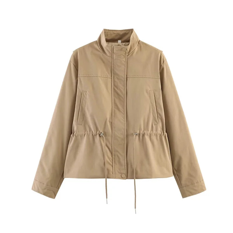 Damen Stehkragen Jacke mit Tunnelzug in Hellblau